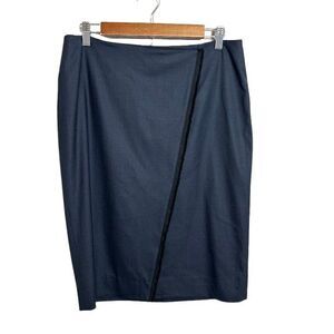 Kit & Ace Womens Pencil Skirt 10 Wool Cashmere Blend Navy Blue Career Knee